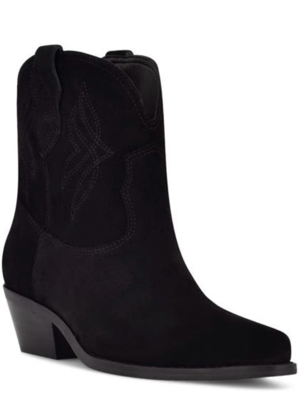 NWT-Nine West Women's Black Suede Western Ankle Boot